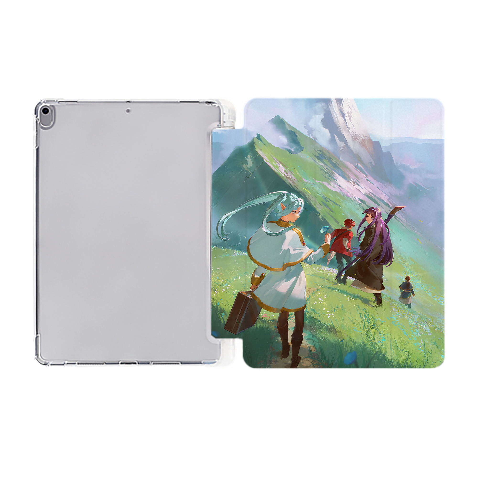 （画像用） 葬送のフリーレン Frieren IPad ケース ペン収納付き 三つ折りスタンド PUレザー×シリコン 対応機種9.5/10.5/10.9インチ